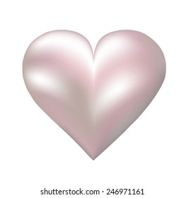 Pink pearl shaped heart isolated on white