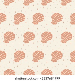 Pink pearl shell childish illustration seamless pattern print