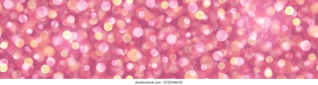 Bolso dulce perlado rosa con lentejuelas brillantes como un patrón sin costuras. Brillo neón bokeh fondo de pantalla abstracto. Ilustración vectorial festiva de fantasía con efectos de malla degradada y superposición