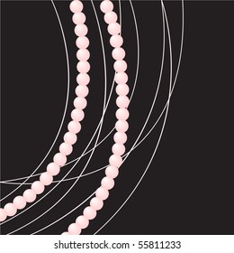 pink pearls   fine lines black background