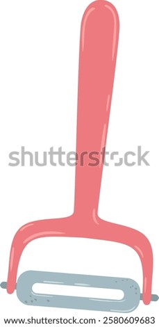 Pink peeler featuring a sharp blade, simplifying the peeling process in the kitchen while enhancing the speed and ease of cooking for various fruits and vegetables