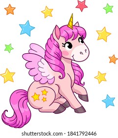 Pink Pegasus Stars Cute Illustration Kids Stock Vector (Royalty Free ...