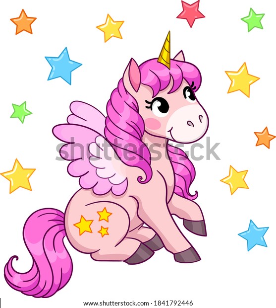 Pink Pegasus Stars Cute Illustration Kids Stock Vector (Royalty Free ...