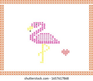 pink pelican vector canvas stitch