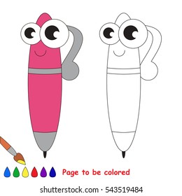 Pink Pen to be colored, the coloring book to educate preschool kids with easy kid educational gaming and primary education of simple game level.