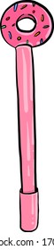 rosafarbener Stift mit Donut, Illustration, Vektorillustration auf weißem Hintergrund