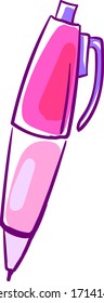 Pink pen drawing, illustration, vector on white background