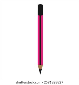 A pink pencil with a black tip on a white background