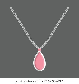 Pink Pendant Necklace Vector Illustration