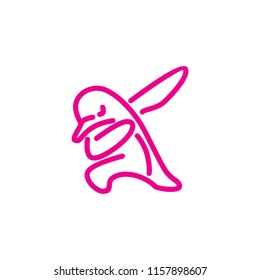 Pink penguin dab modern trend culture monoline icon