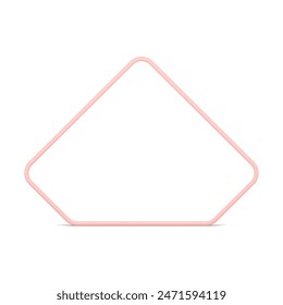 Pink pentagonal frame glossy edge smooth angled geometric shape decorative design realistic vector illustration. Minimalist pentagon symmetric border foundation modern fashion decor element