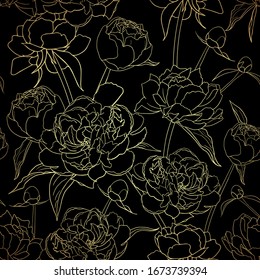 Pink peonies seamless. Abstract flower pattern  background for prints, fabric, invitation cards, wedding decoration, wallpapers, poster, wrapping paper. Realistic style. Floral motifs.Vector.