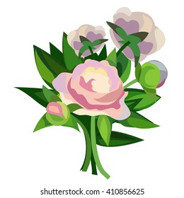 Pink peonies. Vector illustration.