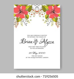 Pink  Peony Anemone wedding invitation card