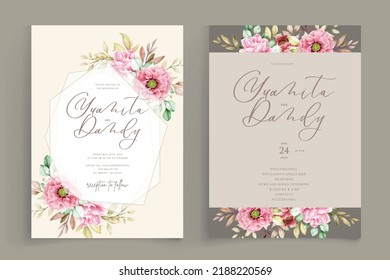 pink peony background and frame card design