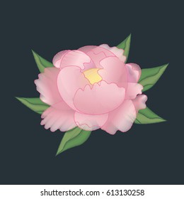 Pink peony embroidery patch