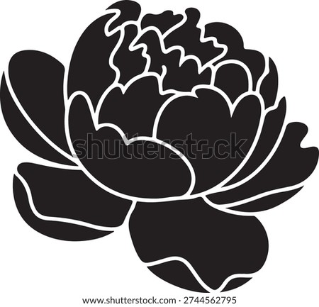 Pink Peony flower silhouette vector art design for graphics resource.