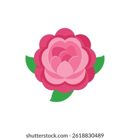 Pink peony flower vector icon on white background