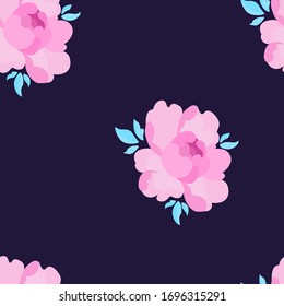 Pink peony seamless pattern. Beautiful retro background for a web site. Arrangement with flowers roses.