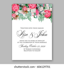 Pink Peony wedding invitation 