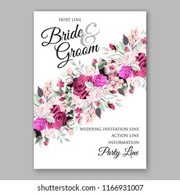 Pink Peony wedding invitation Vector botanical banners set with pink peony flowers greeting card  bridal shower invitation