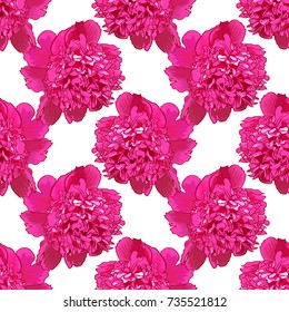 Pink peony.Seamless pattern with beautiful realistic flowers on a white background.Can be used for print  textile,fabric,wrapping paper.
