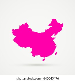 Pink Peoples Republic of China Map Illustration