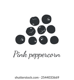 Pink pepper seeds. Spices and herbs. Vector illustration in doodle style