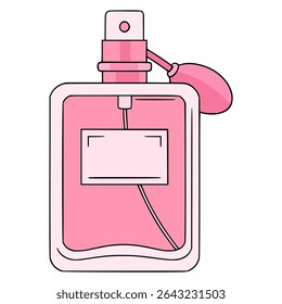 frasco de perfume rosa fragrância moda estilo de vida cor plana vetor ilustração modelo design