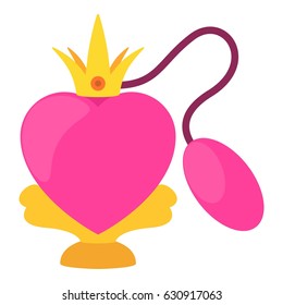 Pink perfume bottle icon. Cartoon illustration of pink perfume bottle vector icon for web