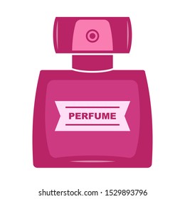 pink perfume bottle on a white background. flat illustration