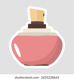 Etiqueta engomada rosada de la Ilustración vectorial de la botella de perfume. Una etiqueta engomada elegante de la Ilustración vectorial de una botella de perfume rosada, ideal para la belleza y los diseños cosméticos-temáticos