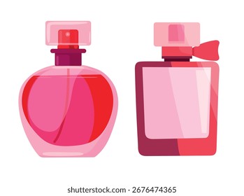Perfume rosa. Clipart de Vector plano, ilustración con fondo aislado.