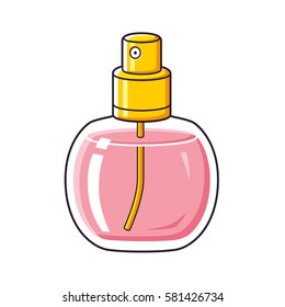 Pink perfume fragrance round spray bottle vector isolated.