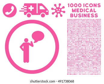 Pink Person Idea vector rounded icon. Image style is a flat icon symbol inside a circle, white background. Bonus set is 1000 healthcare business pictograms.
