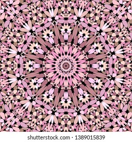 Pink petal mosaic mandala pattern wallpaper design - tribal abstract vector background graphic