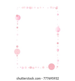 pink petals confetti frame or border, light gentle square background with pink glitter dots, romantic women spring frame