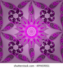 Pink petals flowers seamless background. Vector illustration.