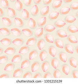 Pink petals isolated on pale background. For greeting card, wallpaper, flyers, posters or wedding invitation background party design. Vector illustration.