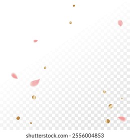 Pink Petals of Sakura. Wedding Template with Flower Petals. Summer Vector Graphics. Nature Realistic 3d Elements. Japanese SPA Banner. Creative Floral Rose Swirl. Flying Falling Cherry Flowers.