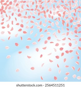 Pink Petals of Sakura. Wedding Template with Flower Petals. Summer Vector Graphics. Nature Realistic 3d Elements. Japanese SPA Banner. Creative Floral Rose Swirl. Flying Falling Cherry Flowers.  