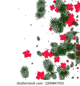 rosafarbene Philodendron Hintergrund Weißer Vektorgrafik. Baum-Feiertage-Illustration. Gelbes Monstera. Vintage Card. Red Safari Muster.