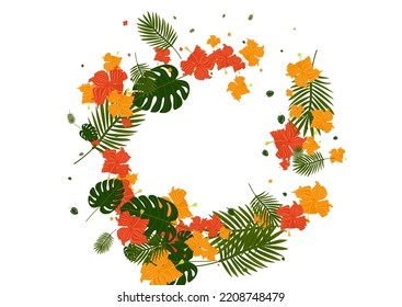Pink Philodendron Background White Vector. Palm Jungle Pattern. Yellow Plant. Miami Design. Light Green Decoration Texture.