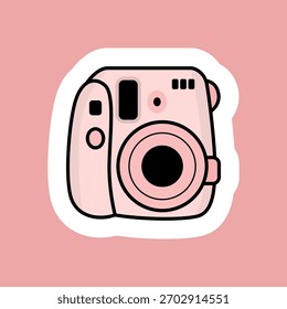 Câmera fotográfica cor-de-rosa em estilo plano