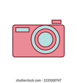 pink photo camera icon in flat style isolated. Vector Symbol illustration.