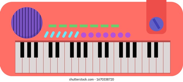 Pink piano, illustration, vector on white background.