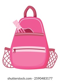 Pink Pickleball Backpack with Paddle Isolated on White Background. Stylish Sports Equipment Perfect for Active Lifestyles, Training, and Outdoor Games