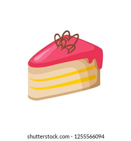 Pink pie illustration. Pink, frosting, biscuit. Food concept. Vector illustration can be used for topics like food, confectionary, sweet shop