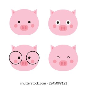 It is a pink pig animal character illustration icon with a cute and smiling expression.