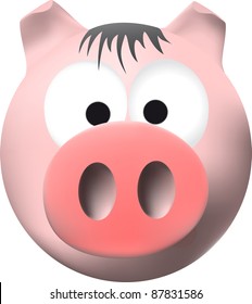 Pink pig with big nose